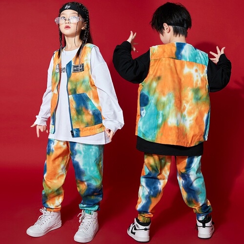 Hip-hop Children's Street Dance Suit for Boys Trendy Kids Hiphop Work Vest for Girls Children Jazz Dance New Year Performance Clothes