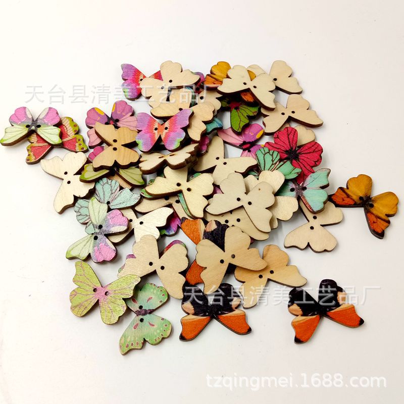 Amazon especial mariposa botón de madera retro hecho a mano mariposa botón mariposa hebilla 50 unidades un paquete