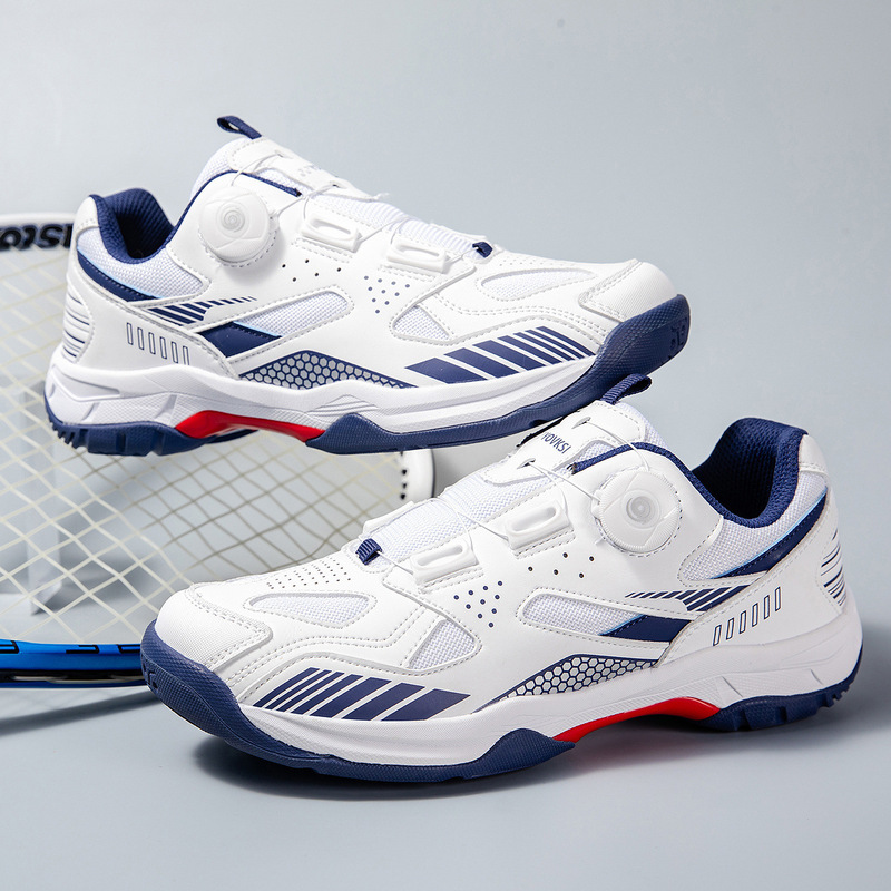 New Swivel Buckle Casual Badminton Shoes Breathable Couple Style Lightweight Table Tennis Shoes Men's Tennis Training Shoes