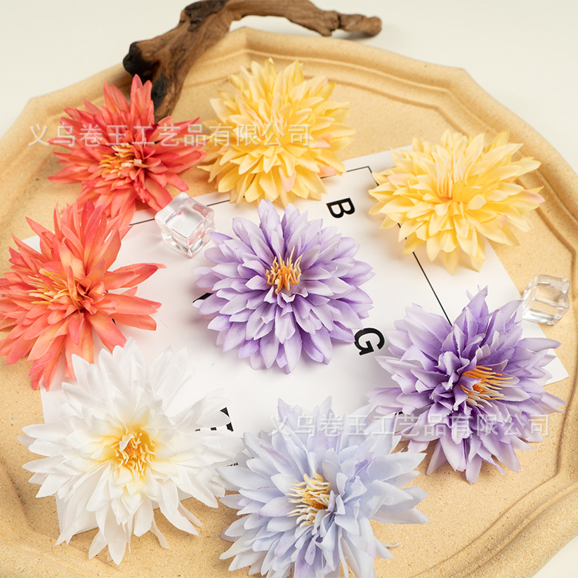 Simulated 8cm Pine Needle Chrysanthemum Head Han Dynasty Hair Accessories with Flowers Ethnic Minority Headdress Clothing Flowers Wedding Decoration