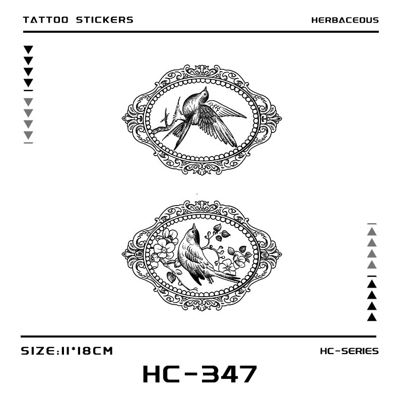 Summer Simple Bird Cover Scar Herbal Tattoo Sticker Long-Lasting Waterproof Niche High-End Mirror Bird Tattoo Sticker