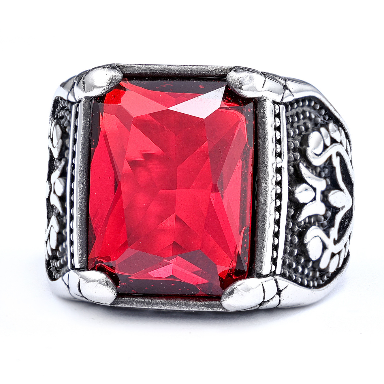Anillos apilables retro de tulipán con gemas, de acero inoxidable, que no se oxidan, joyería de moda, venta al por mayor, estilo nórdico, superventas transfronterizo.