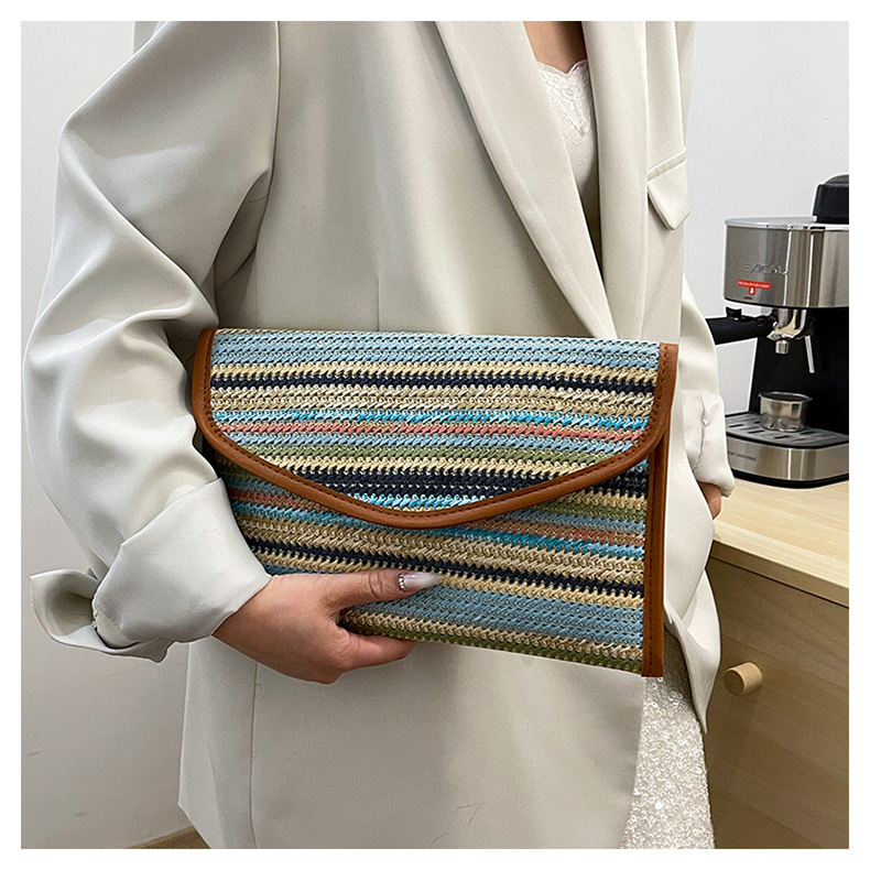 186g Weight Sewing Thread Fashion Element Flip Cover Closure Type / Strap Type Clutch Bag Bags Type Party, Street, Shopping Occasion Nylon Material Multicolor Pattern All Seasons Season Women's Gender Elegant, Streetwear Style Square Shape Medium Size Beige Pink Blue Nylon Multicolor Sewing Thread Square Clutches 无
