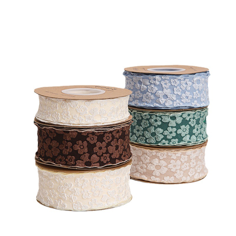 2,5 cm ramo decoración encaje cinta flor embalaje en relieve flor cinta flor tienda Educación material de embalaje al por mayor