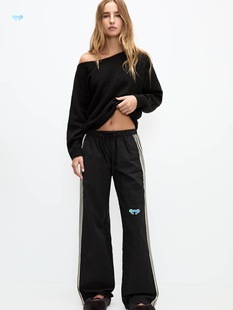 Polyester Striped Sweatpants 1Pc Polyester Knit Striped Cross-Border