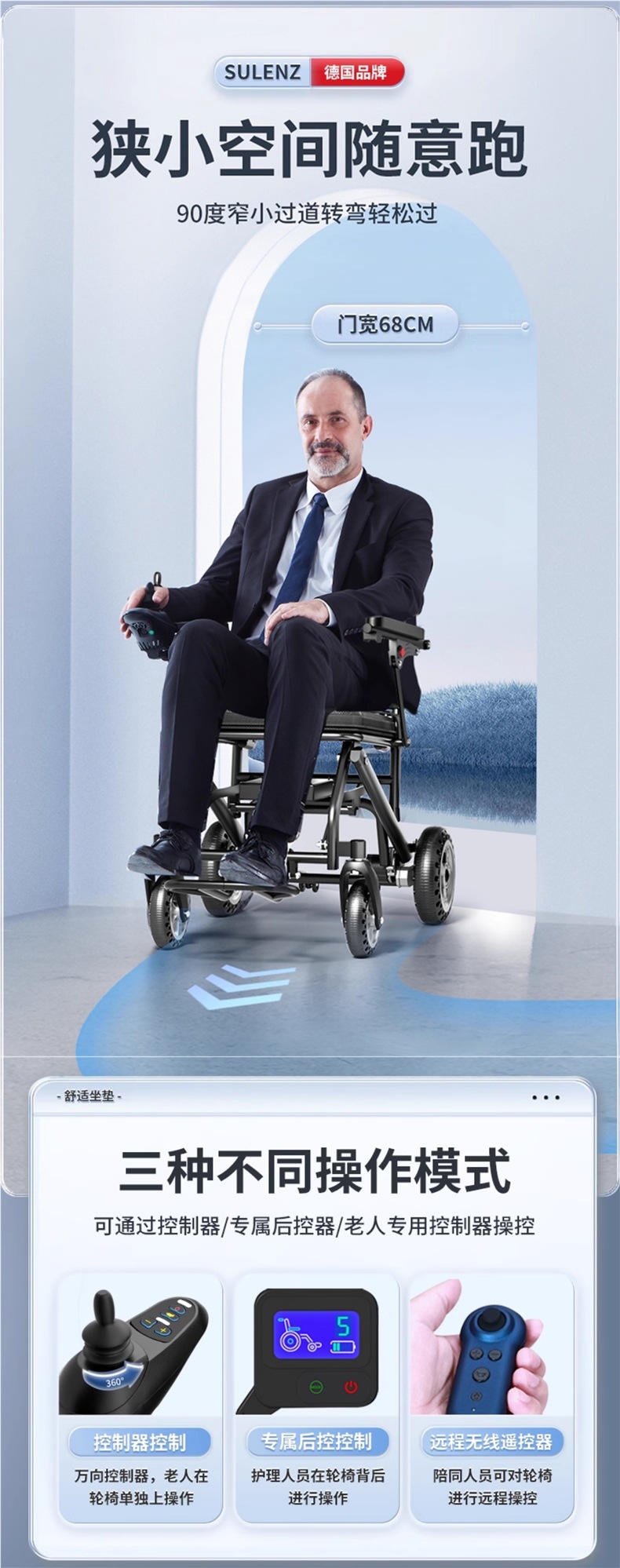Shulenshi Electric Wheelchair Lightweight Folding Intelligent Fully Automatic Elderly Special Disabled Four-Wheel Scooter Ultra-Light