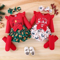 Kids clothing  跨境外贸秋冬新款小童字母图案长袖哈衣+印花哈裤