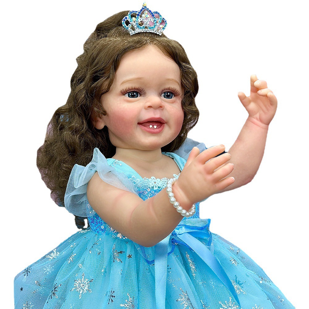 Muñeca pesada y suave de alto color, muñeca realista, muñeca de implante de cabello de 22 pulgadas, muñeca de imitación de bebés, personajes de caja de color de Henghua