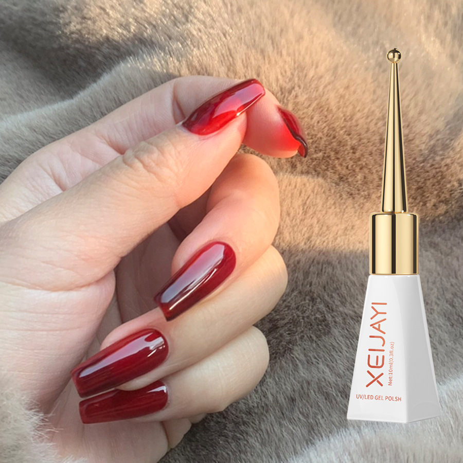 Internet celebridad 2023 nueva vaca esmalte de uñas rojo pegamento uñas belleza Rubí Rojo otoño e invierno blanco transparente rojo fototerapia pegamento popular