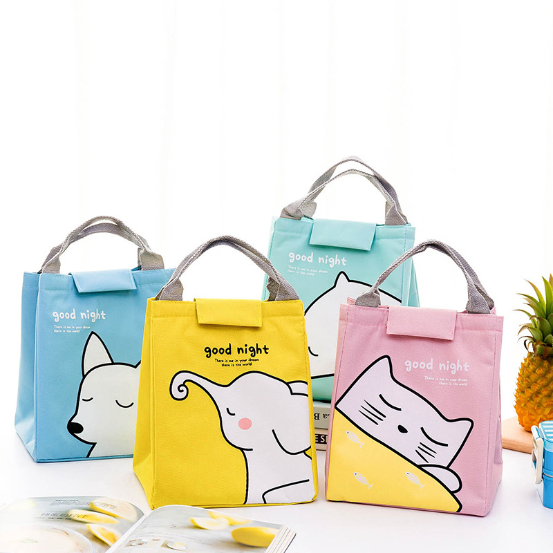 New Waterproof Lunch Bag with Cartoon Animal Design, Large Insulated Handbag, Creative Cute Ice Bag