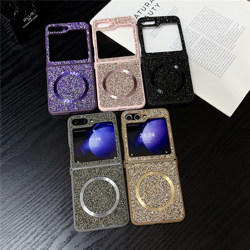 Suitable for Samsung Z Fold7/6/5 Phone Case Flip7/6/5/4/ 70% off Stacked Screen Diamond Magnetic Charging Protective Case