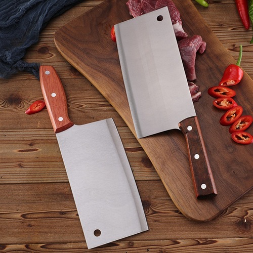 不锈钢菜刀厨师刀家用女士轻便切菜刀 厨房刀具木柄切肉刀切片刀