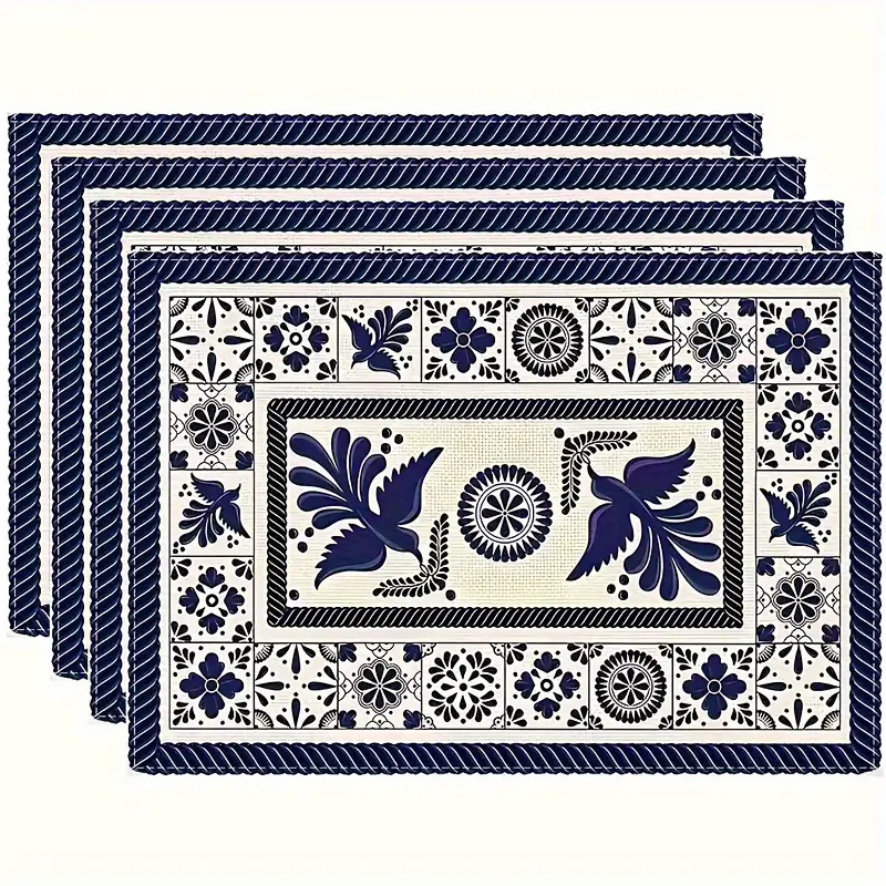 Transfronterizos lino almohadilla de mesa Aliexpress TEMU Amazon almohadilla de mesa cuadrada búfalo rojo almohadilla de Navidad Día de la Independencia