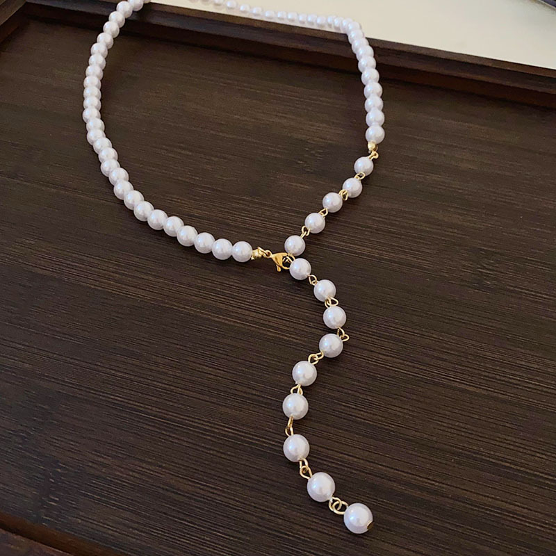 Cuentas de arroz de dopamina perla collar de cuentas cilíndricas temperamento de moda nicho Cadena de clavícula personalidad collar de todo fósforo para las mujeres