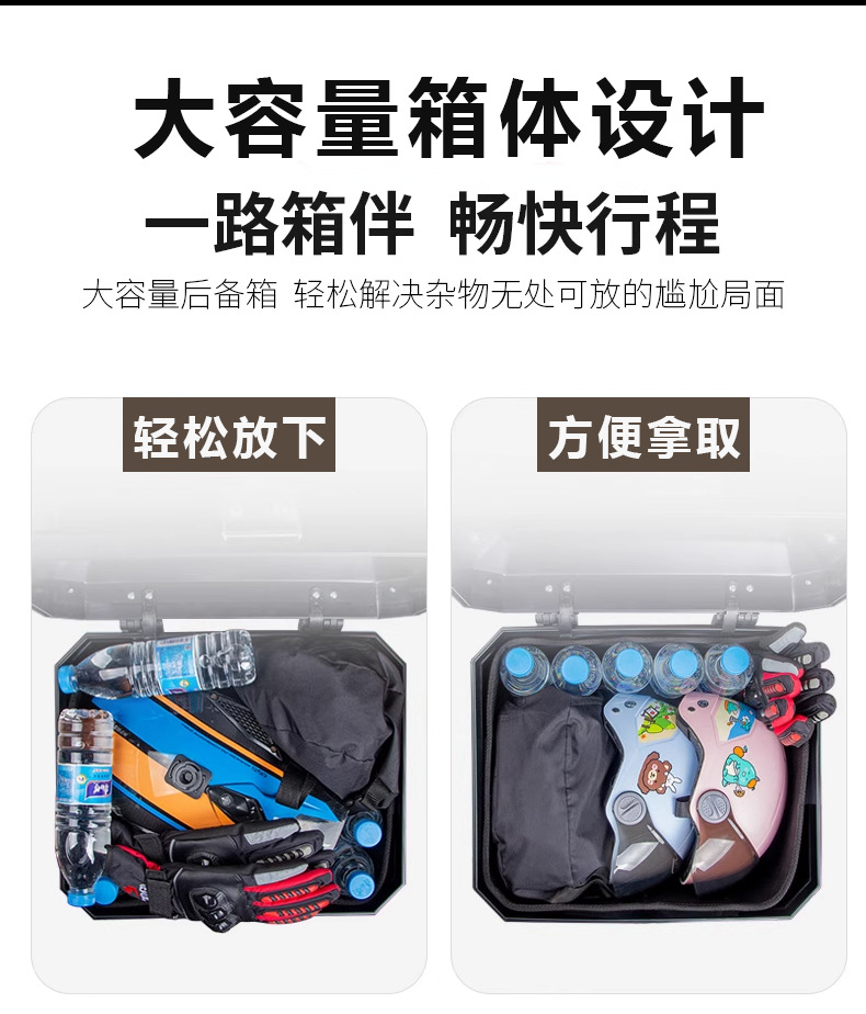 Motorcycle Trunk with Large Capacity for Delivery Riders, Electric Delivery Box for Electric Scooters, Universal Square Box for Scooters
