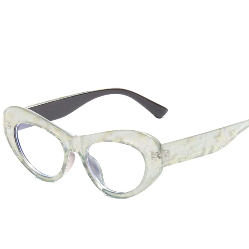 Marco pequeño espejo plano anti-luz azul de forma especial estilo europeo y americano elíptico femenino ultraligero triángulo ojo de gato montura gafas marea 6514