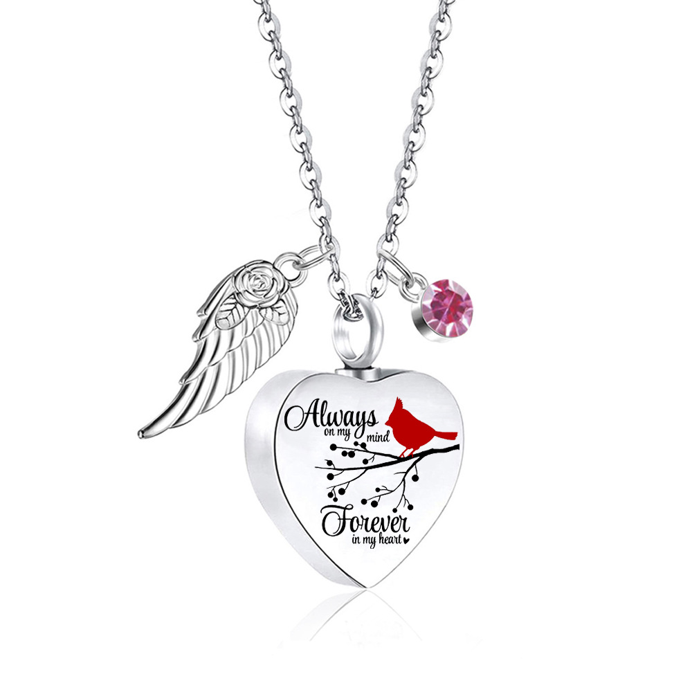 AliExpress de acero inoxidable torcido melocotón en forma de corazón collar de hombres y mujeres de estilo europeo y americano ataúd cinerario letras conmemorativas colgante de amante de mascotas