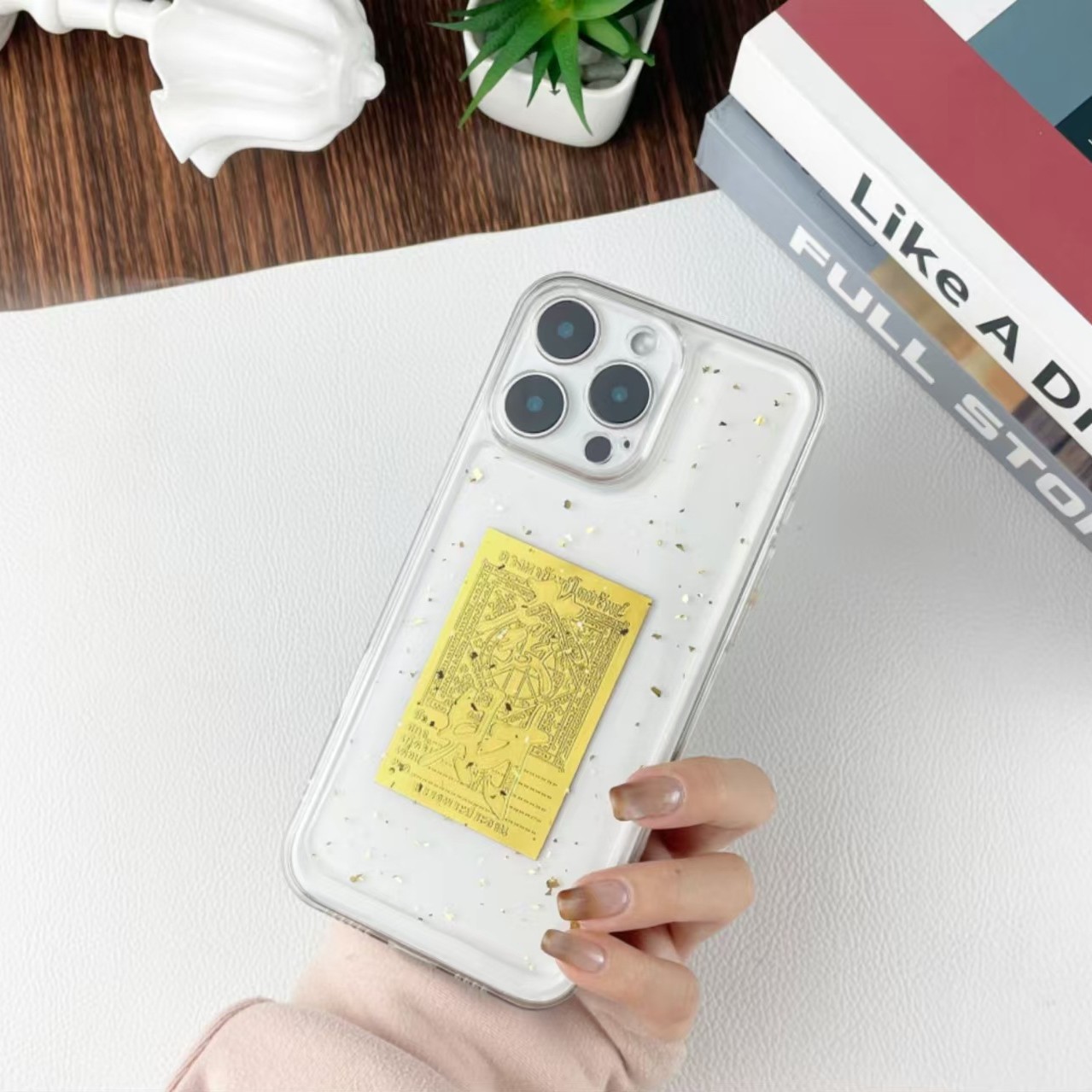 Aplicable para iPhone16promax Daily Jin Dou oro suave manzanas 17 lámina de oro goteo de goma caso de teléfono móvil Año Nuevo hacer fortuna15