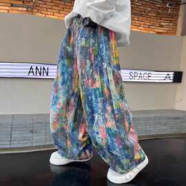 男童春装裤子中大儿童装休闲裤春秋款2026新款春季扎染长裤炸街潮
