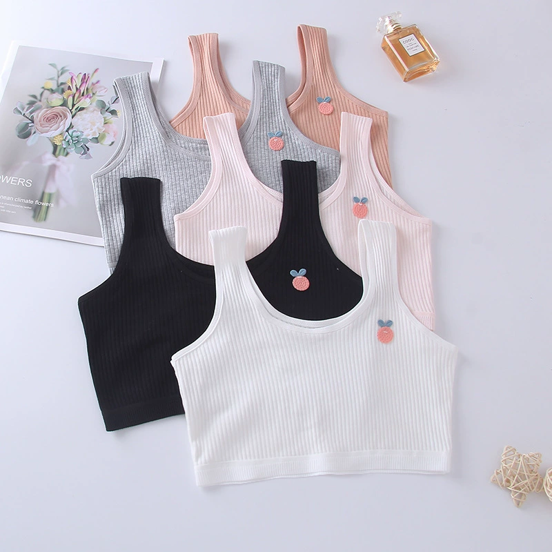 [В наличии и быстрая доставка] двухслойный жилет средней длины для девочек От 8 до 15 лет хлопковое нижнее белье для девочек в начальной школе для младших классов средней школы