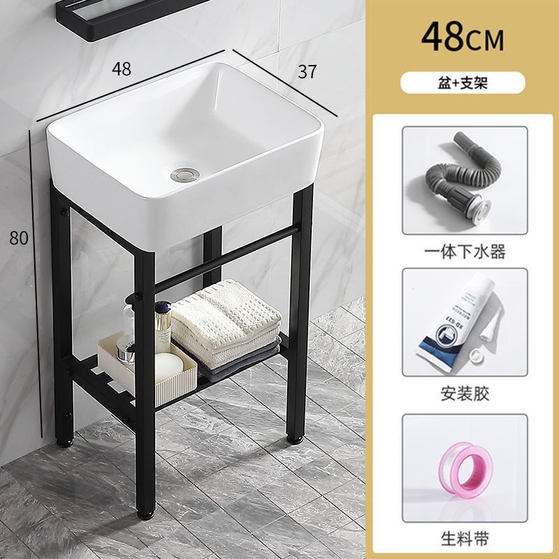 防锈卫生间易清洁小户型简装公寓落地式工程酒店洗手盆陶瓷一体盆|undefined