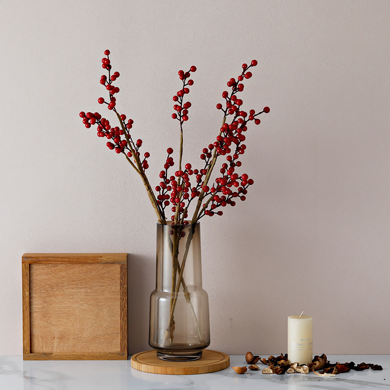 Adornos decorativos de jarrones de cristal para mesa de comedor y sala de estar, arreglos florales, macetas, flores secas de estilo americano, decoración nórdica para el hogar.