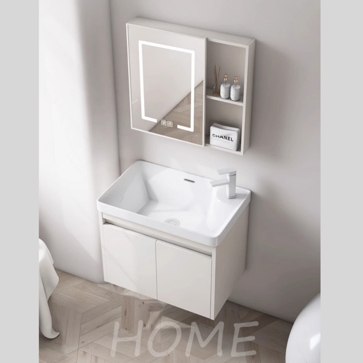 gabinete de baño de aluminio espacial profundo gabinete de baño pequeño tipo casa lavabo de lavado de cara gabinete de lavabo de mano combinación integral mesa de arte de cerámica lavabo