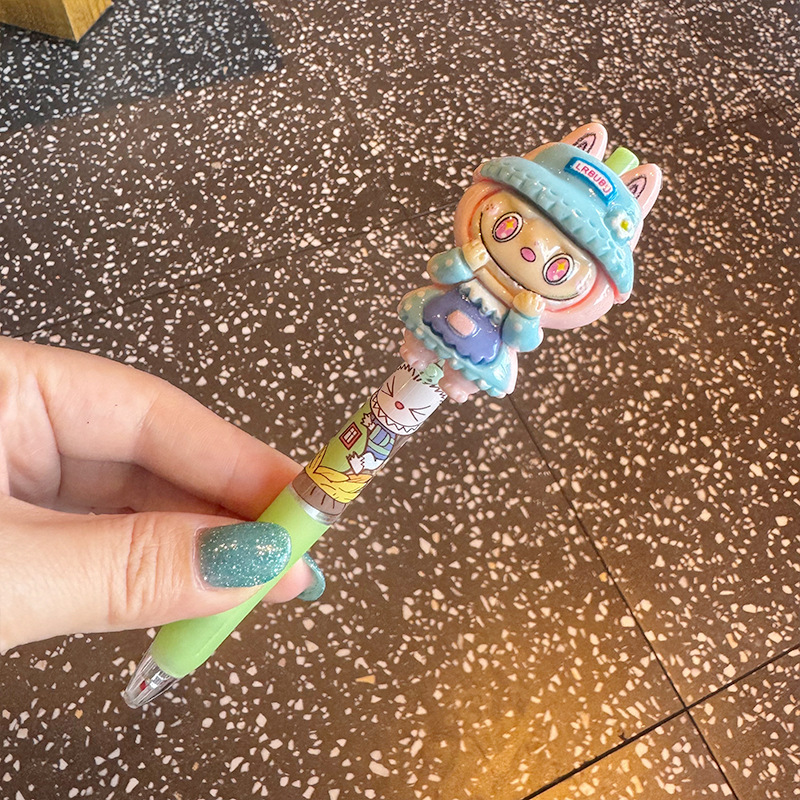 Conejito divertido tridimensional Presione el bolígrafo de gestas, examen de estudiante de alto valor, examen de estudiante, examen de agarre suave, bolígrafo