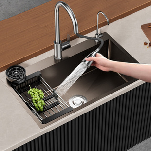 Kitchen Story Thickened Stainless Steel Sink Large Single-Slot Household Kitchen Sink Under-Counter Basin