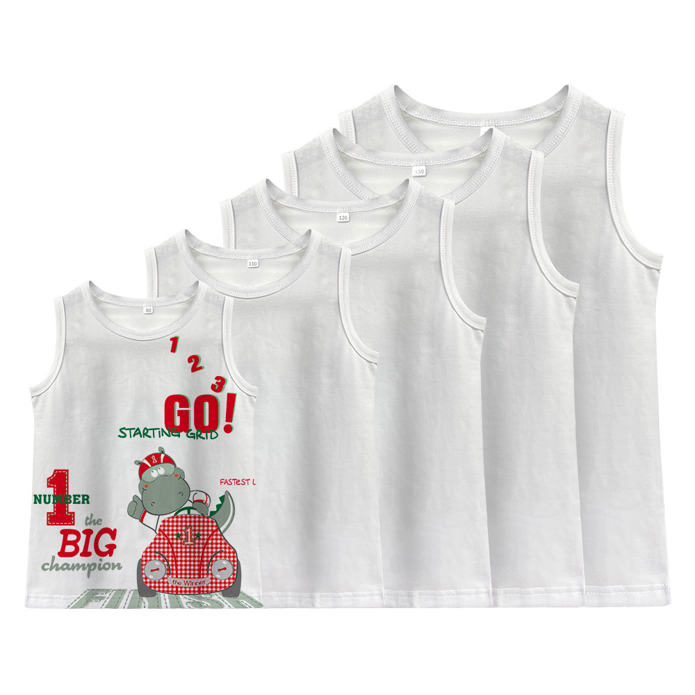 Impresión de transferencia térmica los niños del verano chaleco imitación algodón material en blanco suministro directo fábrica al por mayor