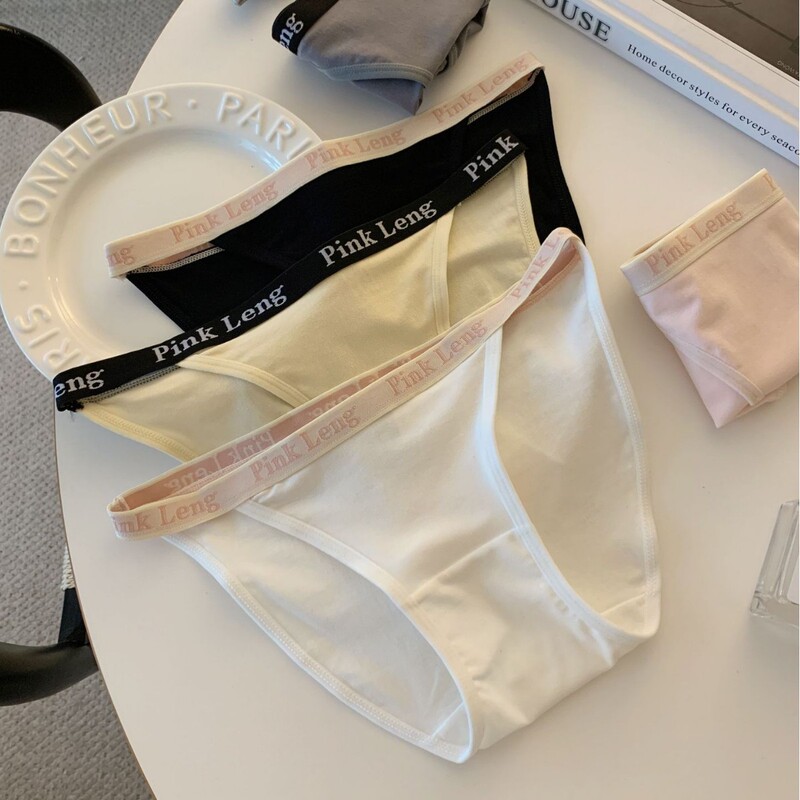 High Slit - Girl Letter Sports Style Simple Sexy Low Waist Cotton Underwear Women's Breathable Women's Triangle Seamless