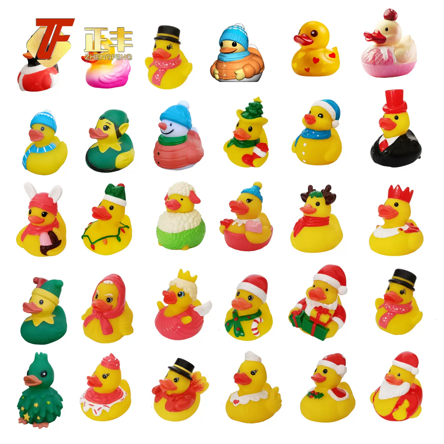 24款5cm2025新款圣诞节盲盒套装公仔摆件橡皮小黄鸭子洗澡玩具