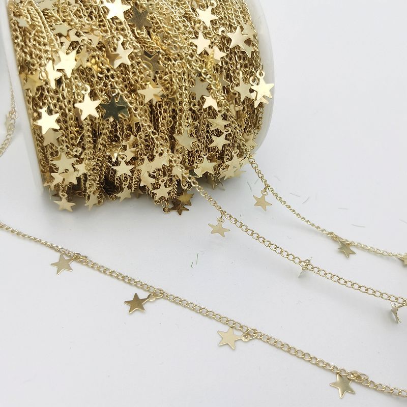 Accesorios DIY, cadena de cobre hecha a mano con estrella de cinco puntas que conserva el color, horquilla para el cabello, materiales para ropa, cadena de metal al por mayor