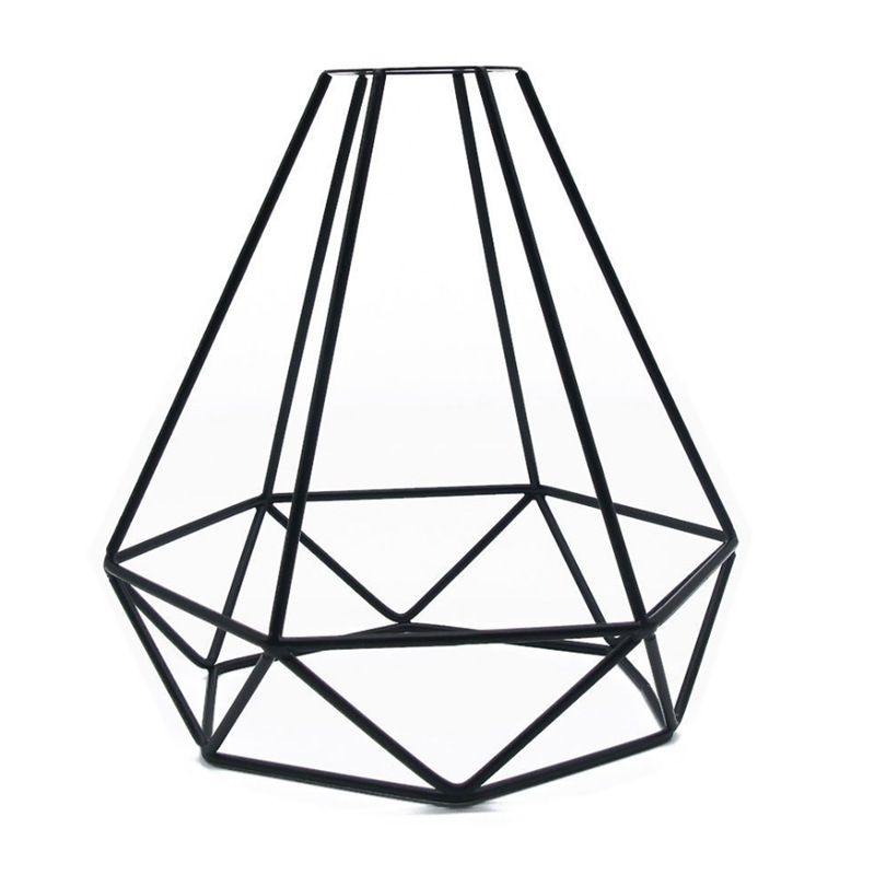 Cross-Border Exclusive Supply of Diamond Iron Art Lampshades, Creative American Retro Restaurant Chandelier Shades, Single-Line Geometric Birdcage Lampshades