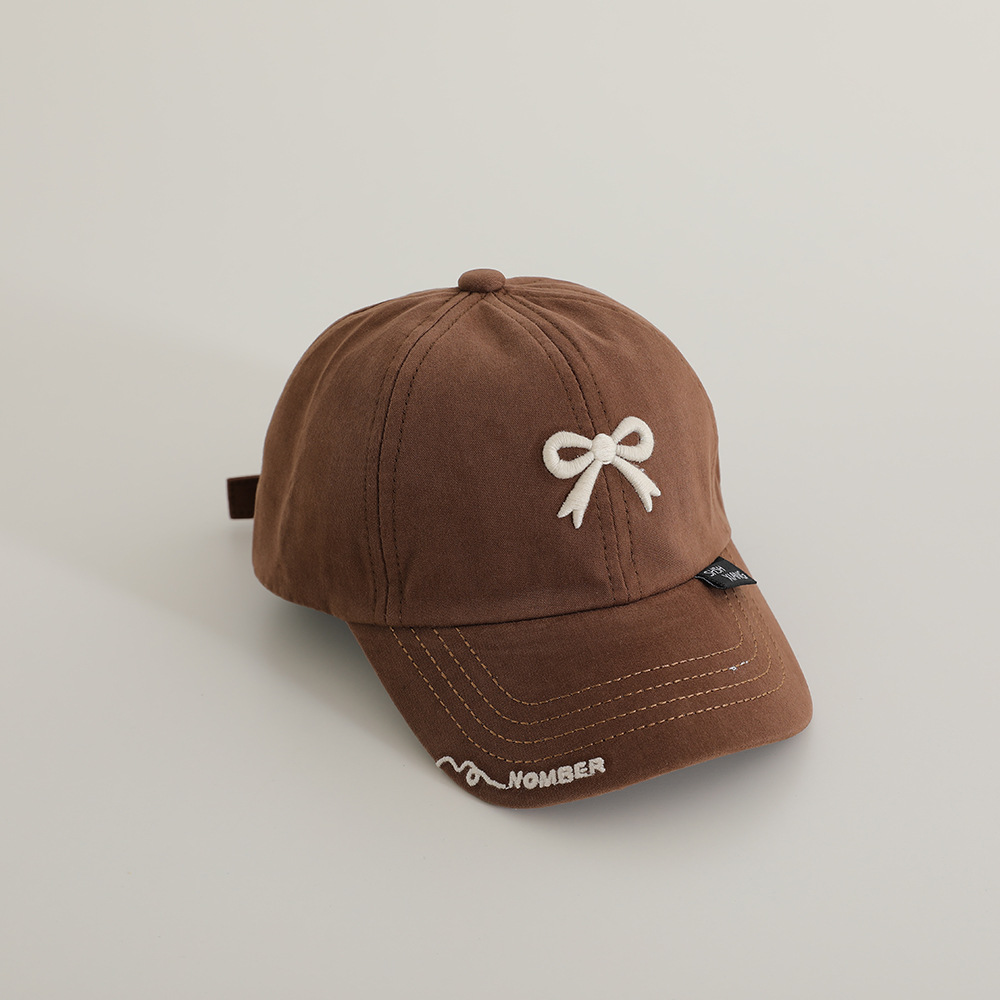 Sombreras de béisbol de niñas extranjeras, sombreros de lengua de pato para niños, modelado cóncavo, sombreros de arco bordados, sombreros de sombra para bebés, sombreros de lengua de pato