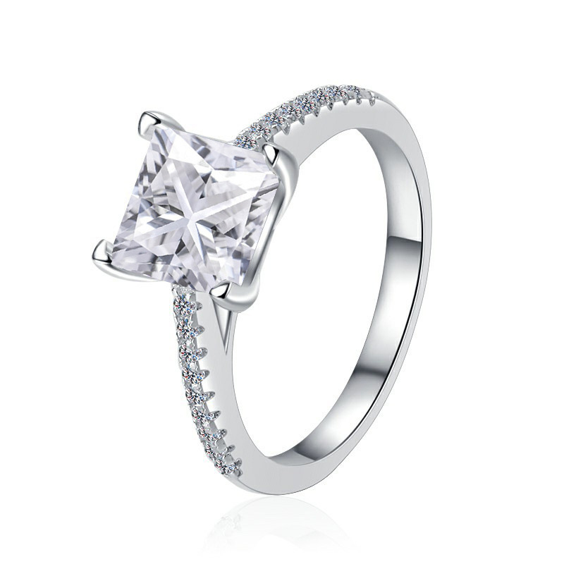 925 anillo de plata esterlina mujer nueva princesa de moda europea y americana Fang cuatro garras anillo de piedra de moissan plata fábrica en vivo