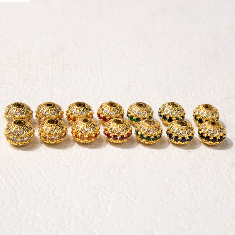 Sand gold inlay color zircon color lantern ball wheel beads beads beads handmade diy jewelry beaded accessories