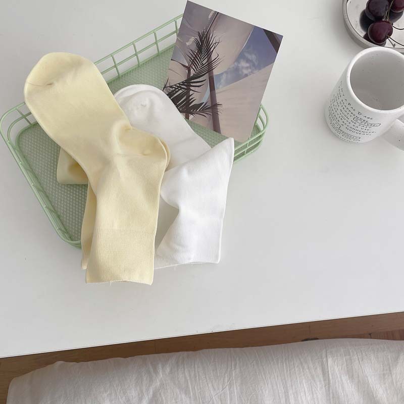 50g Weight Socks Classification Socks Lingerie Type Cotton Fabric Type A Pair Quantity Daily, Shopping Occasion Solid Color Pattern All Seasons Season Women's Gender Korean Style Style Women's Korean Style Solid Color Cotton Crew Socks A Pair 10