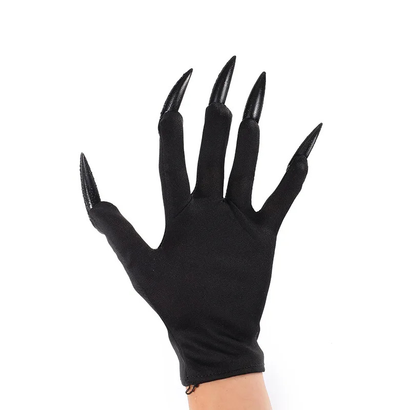 Halloween Funny Black Short Horror Long Nails Ghost Claw Gloves Cosplay Performance Party Performance Props