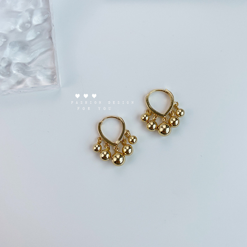Golden small design fashionable trend earrings drop-shaped