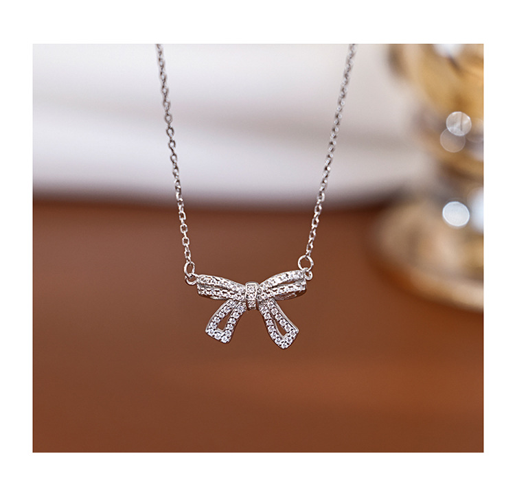 1 Piece Quantity 925 Sterling Silver Bow Knot Pendant Necklace