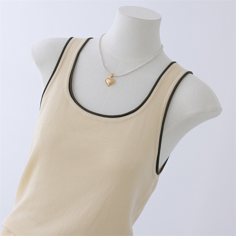 2026 Spring/Summer New Tencel Women's Round Neck Knitted Sleeveless Camisole Slim Fit Short Base Layer Thin T-Shirt