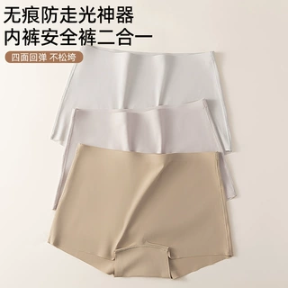 冰丝安全裤7A抑菌纯棉底裆防走光中腰平角内裤女无痕女士平角内裤