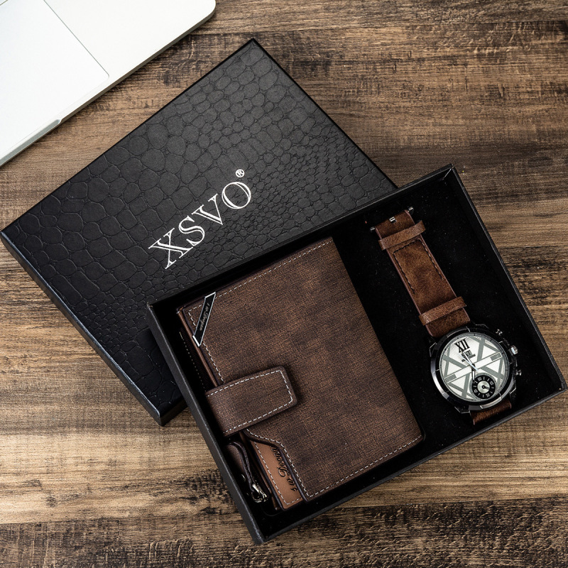 Exquisite L Gift Set Cufflinks Plus Wallet Enlarged Dial Quartz Watch Plus Pen Factory Direct Sale D Exquisite L Gift Set Cufflinks Plus Wallet Enlarged Dial Quartz Watch Plus Pen Factory Direct Sale D