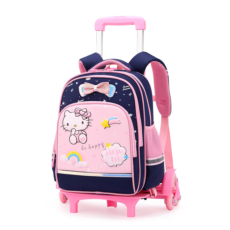 Mochila escolar con ruedas para niños de primaria con seis ruedas que pueden subir escaleras, mochila impermeable de gran capacidad y que reduce la carga para niñas de 1.º a 3.er grado