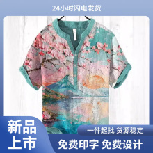 批发男装夏季新款潮流休闲原宿日式复古春夏短袖POLO衬衫时尚纽扣