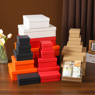 in stock Mother's Day Gift Box Tiandi Cover Paper Box Accompanying Gift Kraft Paper Large Gift Box Black Gift Box Packaging