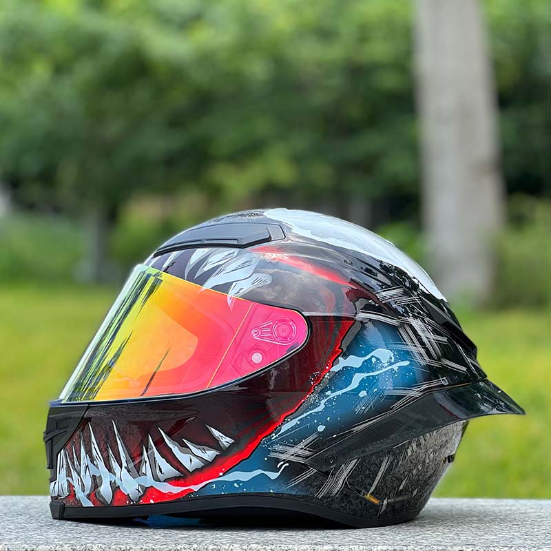 Motorcycle Helmet Personalized Snow House Style with Extended Spoiler