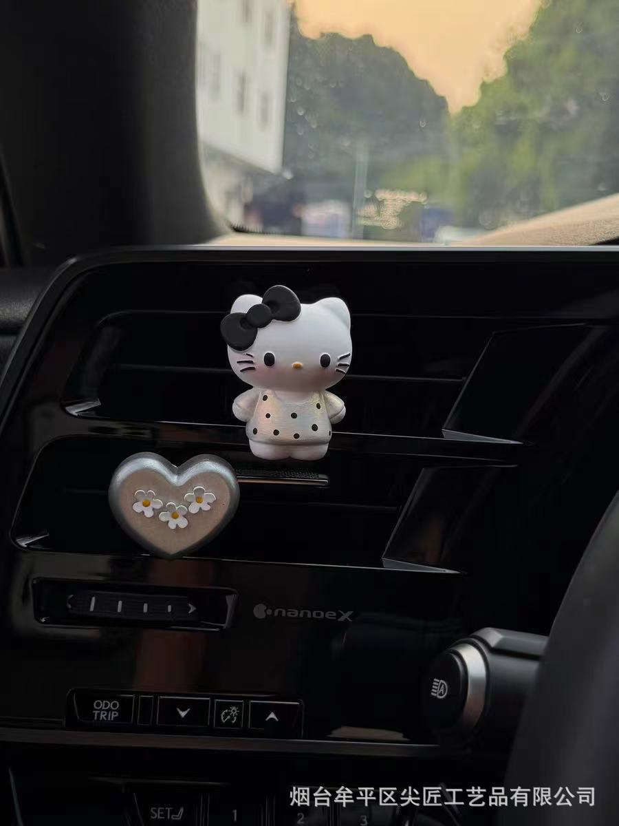 Cute Kt Cat Car Air Freshener Car Vent Fragrance Car Interior Girly Decoration Light Fragrance Diffuser Stone Ornament