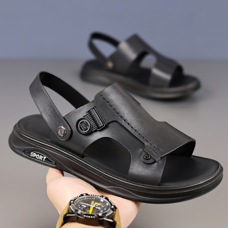 Verano, zapatos de playa de cuero para hombres, sandalias de cuero para hombres, zapatillas casuales al aire libre, zapatillas comerciales para hombres